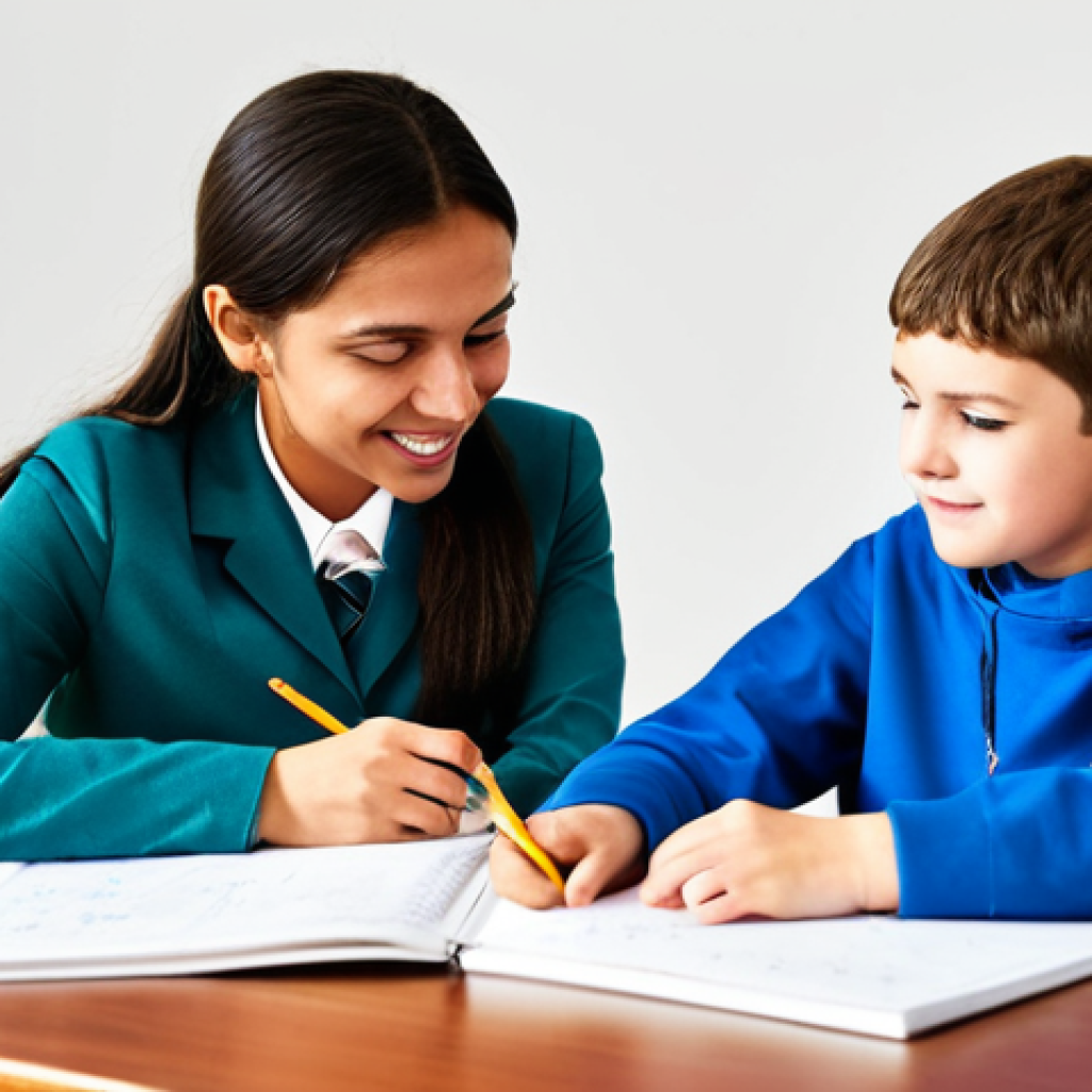 집중력 증진을 위한 자원봉사 활동 - Helping with Homework**
"A volunteer tutor, fully clothed in a modest and professional outfit, assi...