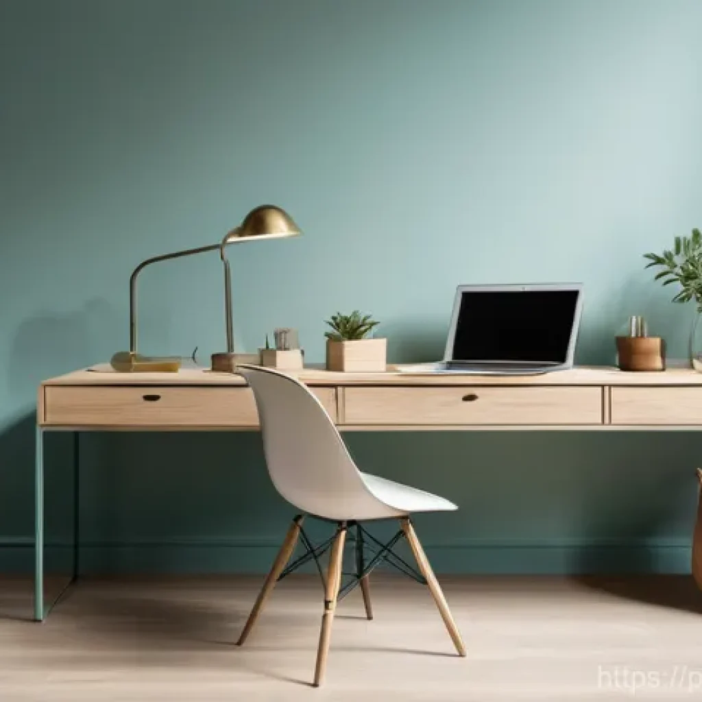 집중력 향상에 필수적인 환경 조성하기 - **"A modern, minimalist home office bathed in abundant natural daylight streaming through a large wi...