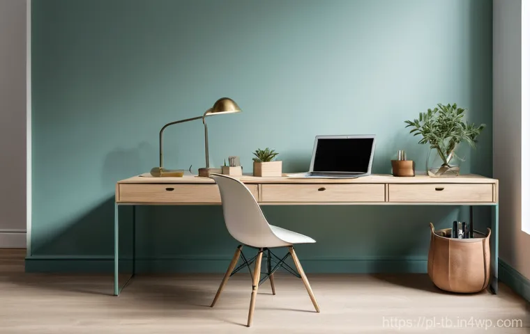집중력 향상에 필수적인 환경 조성하기 - **"A modern, minimalist home office bathed in abundant natural daylight streaming through a large wi...