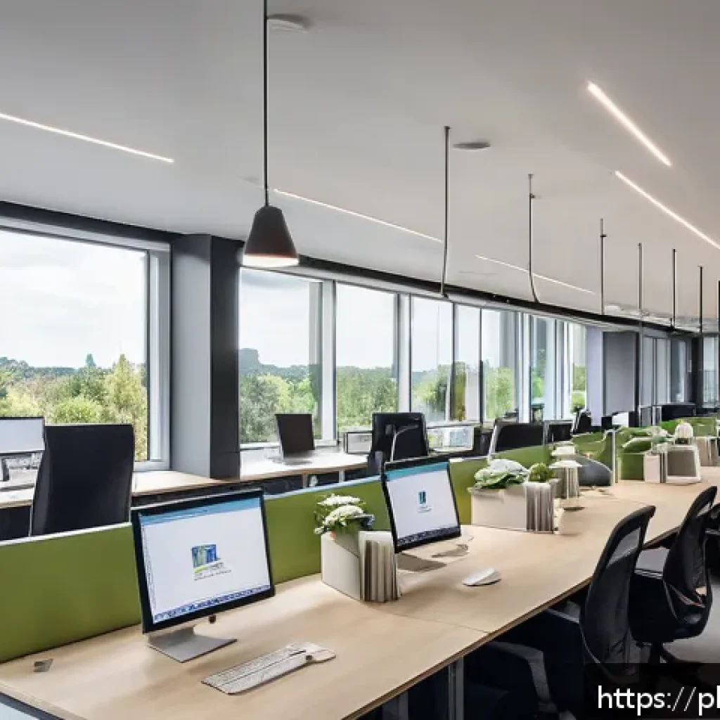 집중력 향상을 위한 비즈니스 사례 연구 - A modern Polish IT office in Warsaw with employees working in flexible hours, featuring a diverse te...