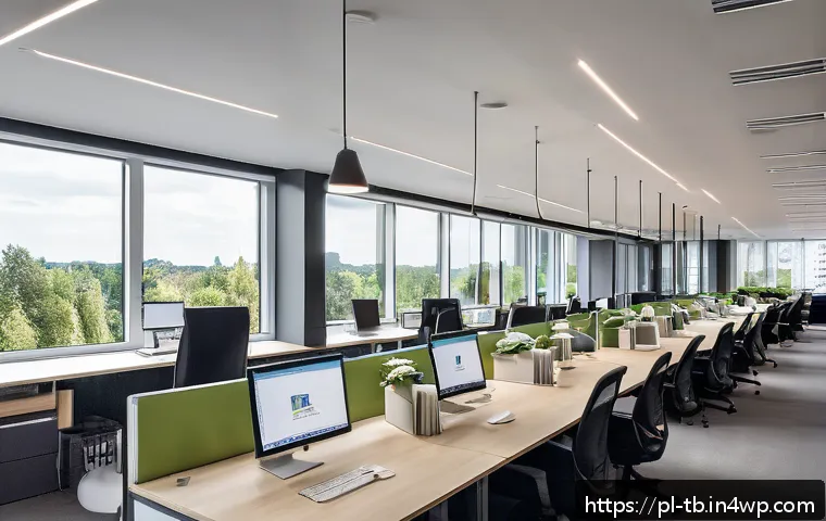 집중력 향상을 위한 비즈니스 사례 연구 - A modern Polish IT office in Warsaw with employees working in flexible hours, featuring a diverse te...