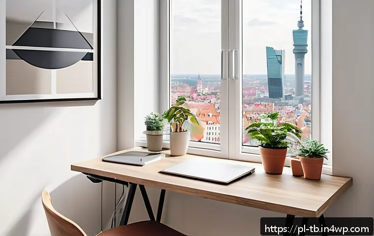 집중력 증진을 위한 심리학적 팁 - A minimalist modern home office setup in a bright room with large windows letting in natural light, ...