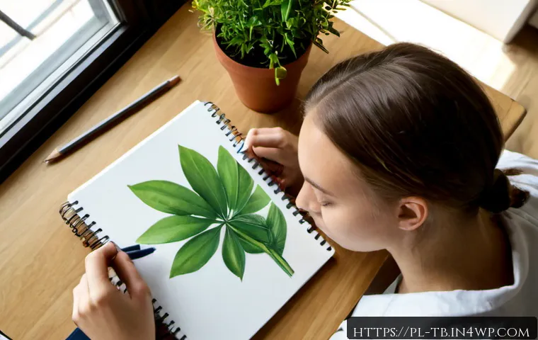 Home 17 집중력을 높이는 그림 그리기 기법 - Photorealistic overhead view of a Polish university student practicing a concentration-focused drawi...